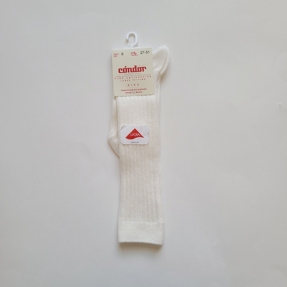 Condor Cream Ribbed Knee Socks